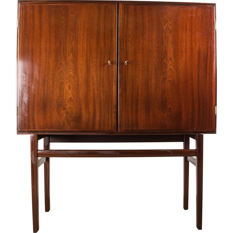 Vintage Danish mahogany highboard by Ole Wanscher for Poul Jeppesen, 1960