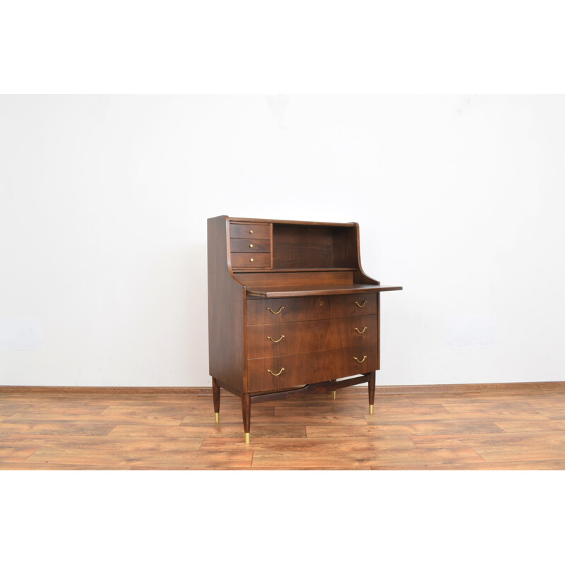 Vintage notenhouten bureau, Denemarken 1960