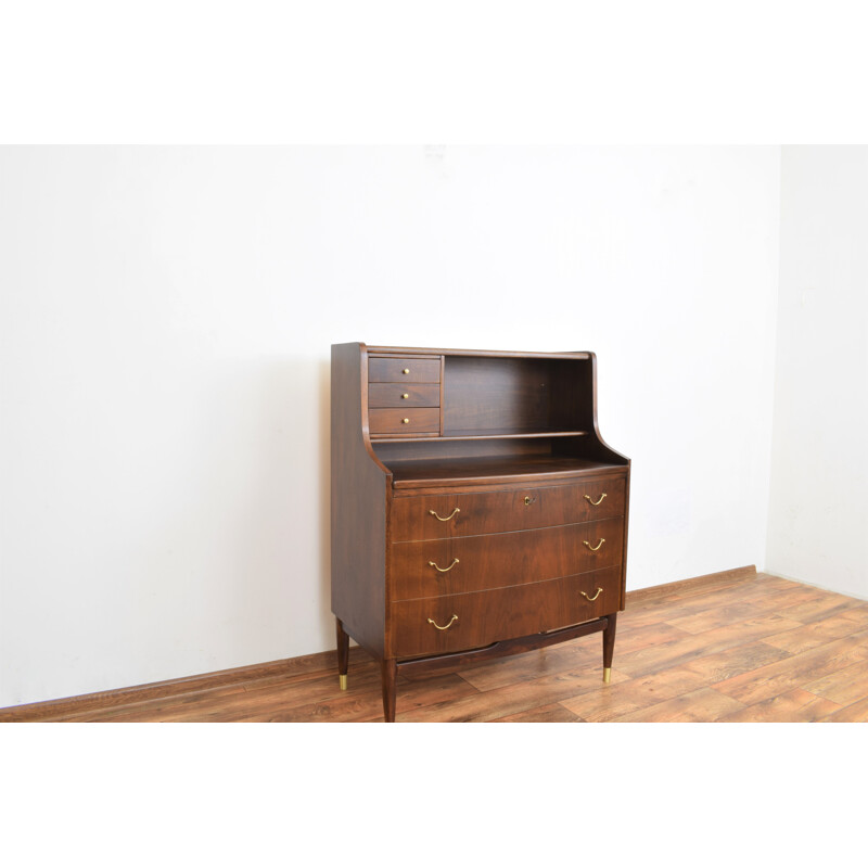 Vintage notenhouten bureau, Denemarken 1960