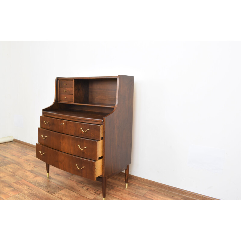 Vintage notenhouten bureau, Denemarken 1960