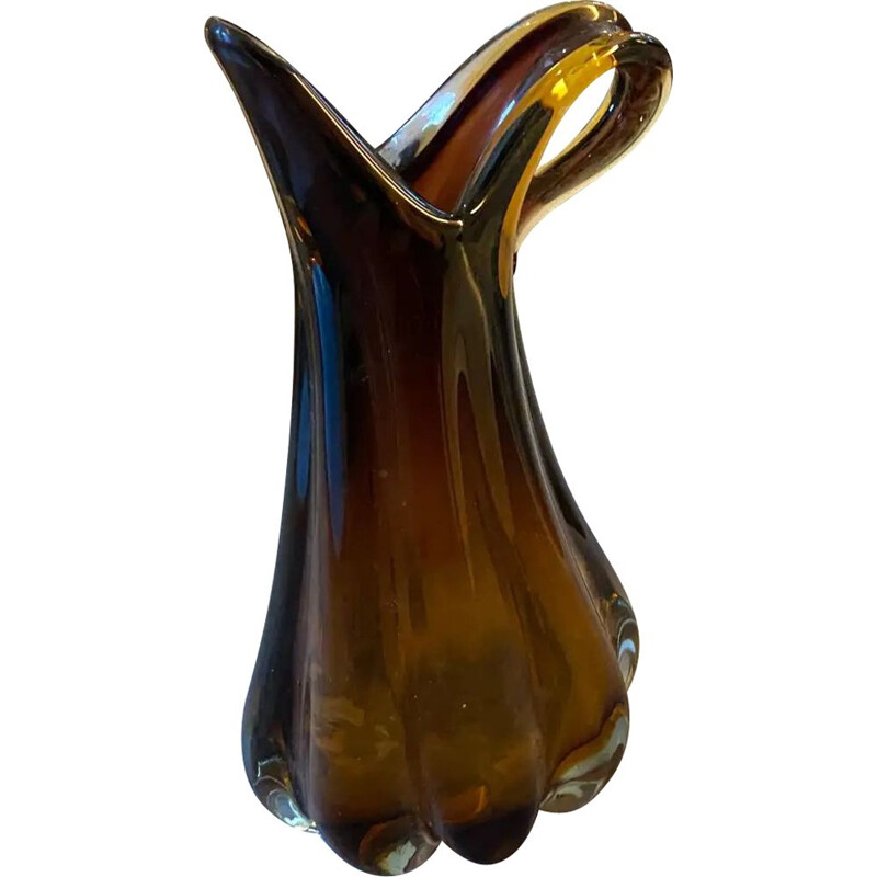 Jarrón vintage de cristal de Murano de Flavio Poli, 1970