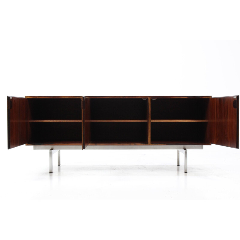 Sideboard in rosewood and inox steel, Svend ELLEKJAER - 1960s