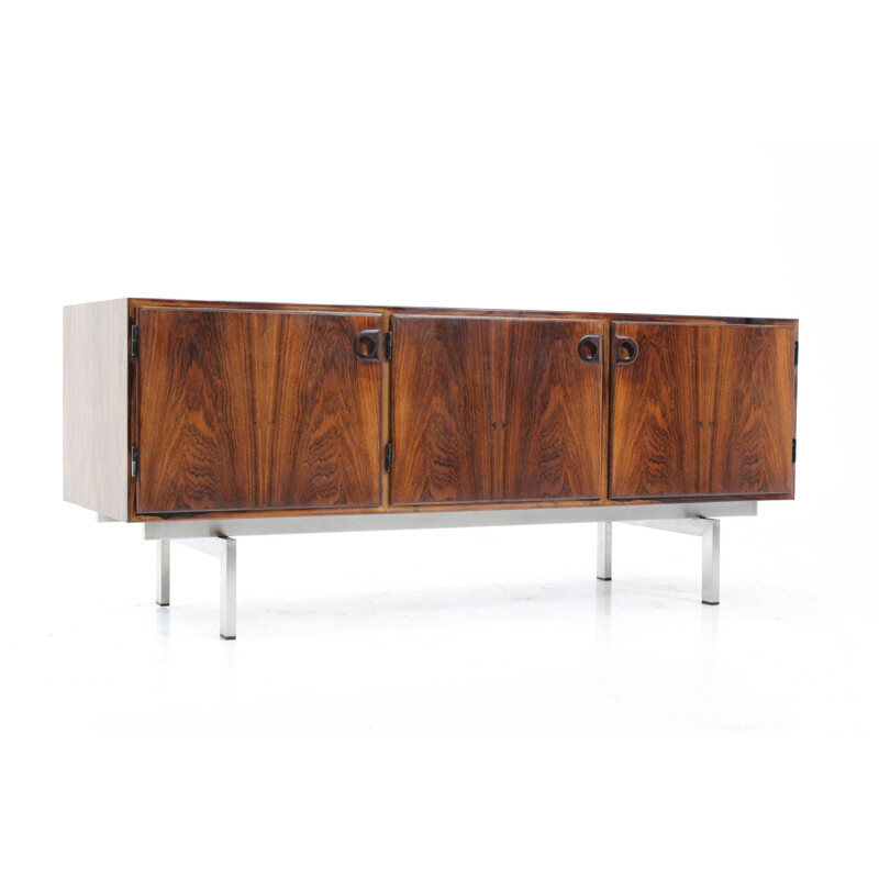 Sideboard in rosewood and inox steel, Svend ELLEKJAER - 1960s