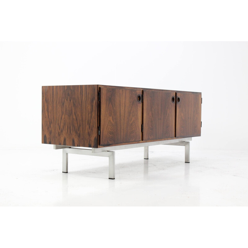 Sideboard in rosewood and inox steel, Svend ELLEKJAER - 1960s