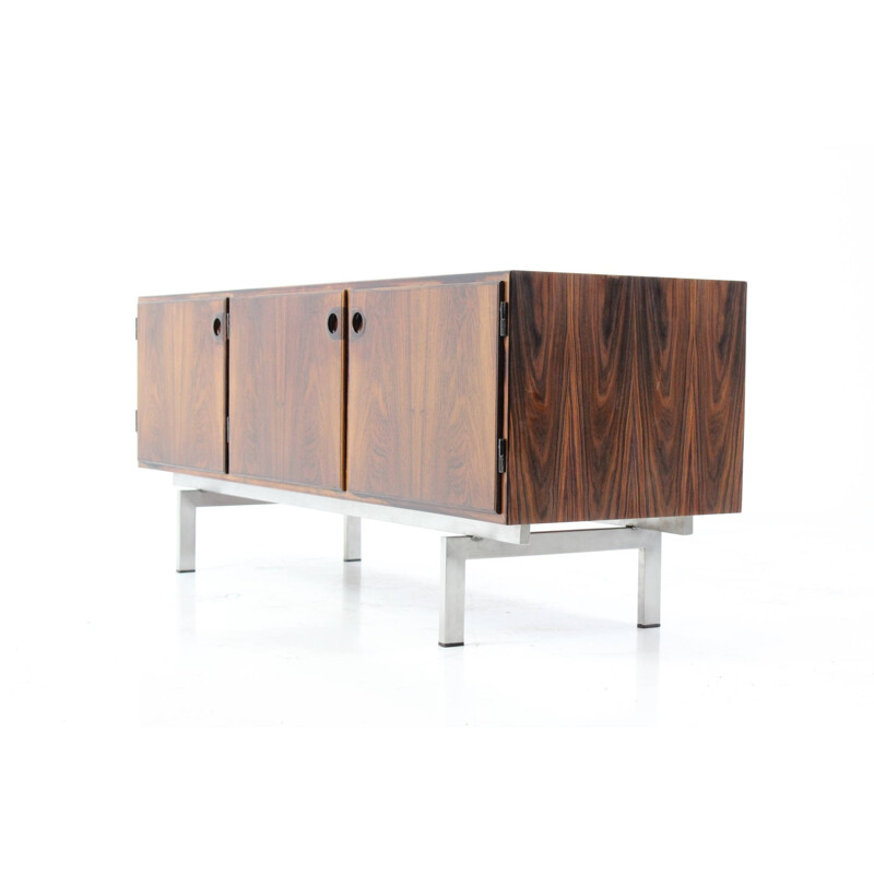 Sideboard in rosewood and inox steel, Svend ELLEKJAER - 1960s