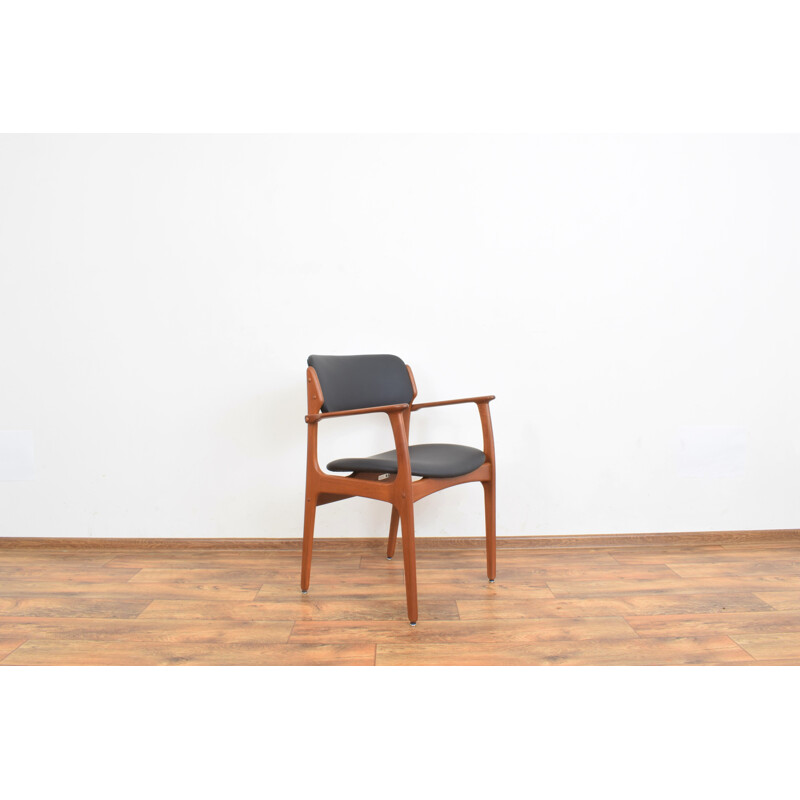 Mid century Danish armchair model 49 in teak and leather by Erik Buch for O.D. Møbler, 1960s