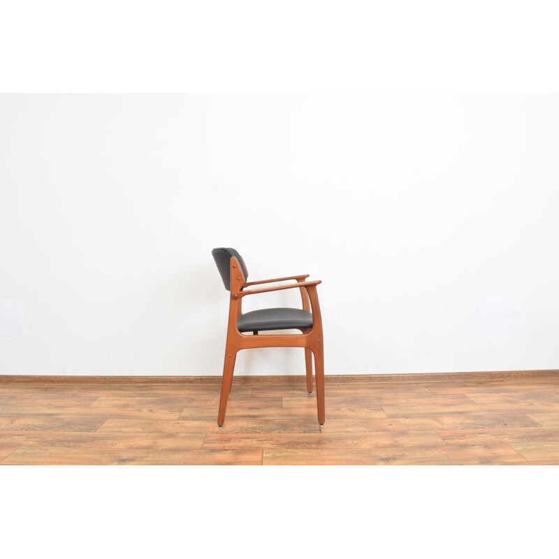 Mid century Danish armchair model 49 in teak and leather by Erik Buch for O.D. Møbler, 1960s