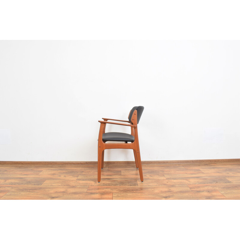 Mid century Danish armchair model 49 in teak and leather by Erik Buch for O.D. Møbler, 1960s