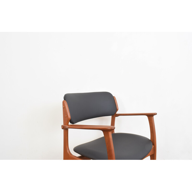 Sillón danés vintage modelo 49 en teca y cuero de Erik Buch para O.D. Møbler, 1960