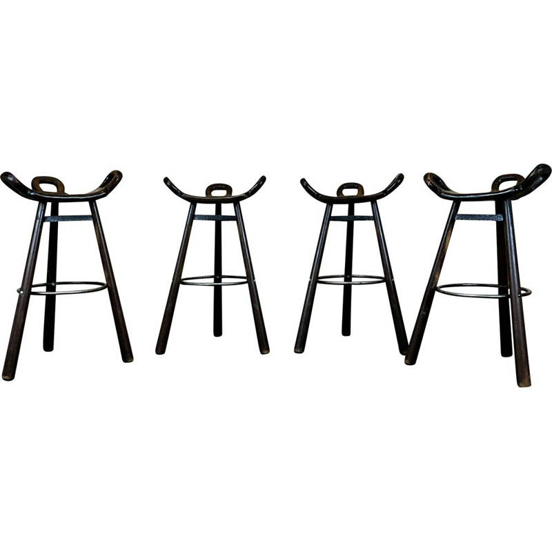 Set of 4 vintage bar stools by Carl Malmsten, Sweden 1950-1960s