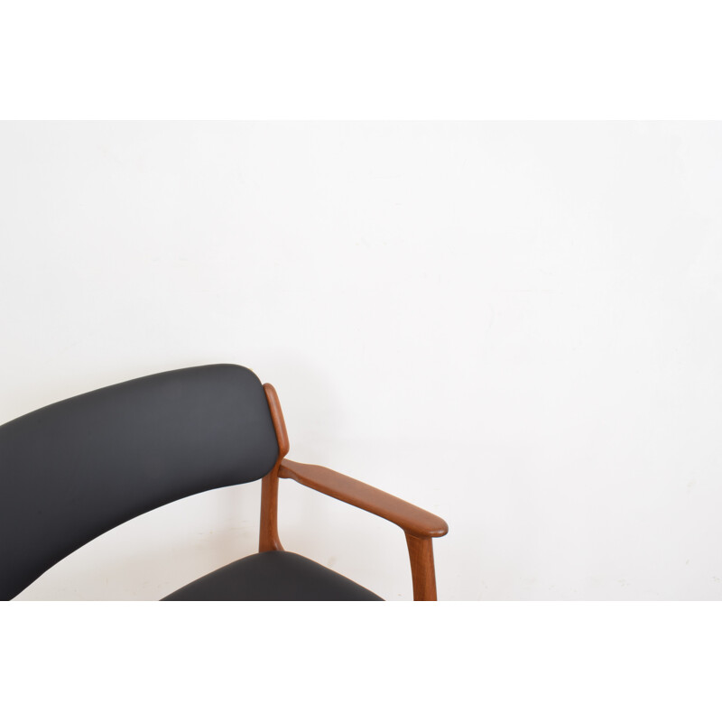 Mid century Danish armchair model 49 in teak and leather by Erik Buch for O.D. Møbler, 1960s