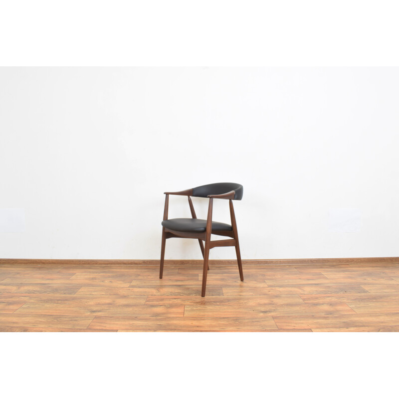 Vintage Deense teakhouten en lederen fauteuil van Thomas Harlev voor Farstrup Møbler, 1950