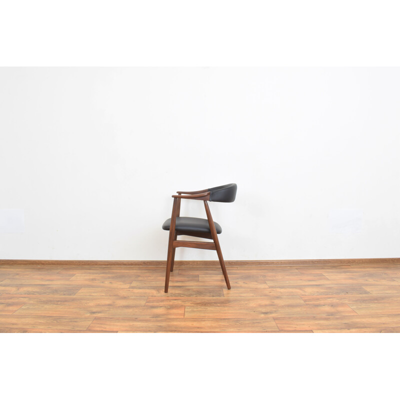 Mid century teak and leather Danish armchair by Thomas Harlev for Farstrup Møbler, 1950s