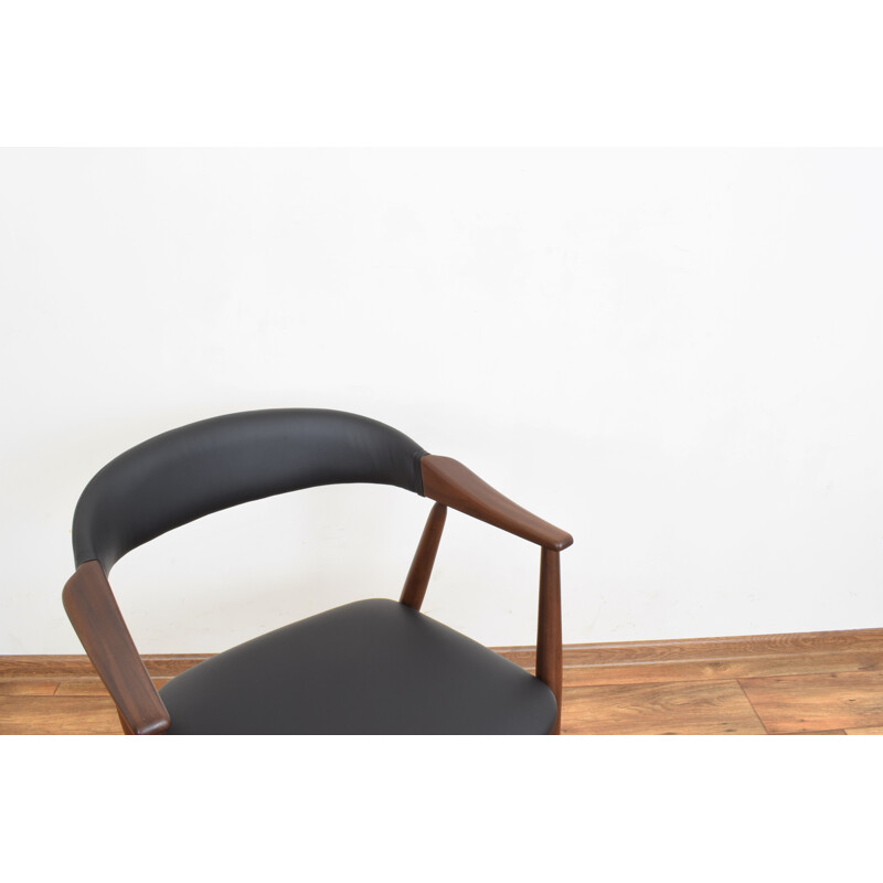 Cadeira de braços dinamarquesa Vintage de teca e couro por Thomas Harlev para Farstrup Møbler, 1950
