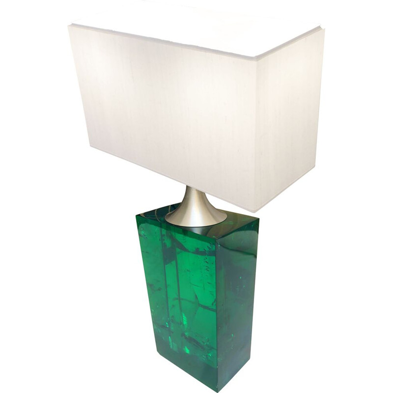 Vintage lamp in green fractal resin