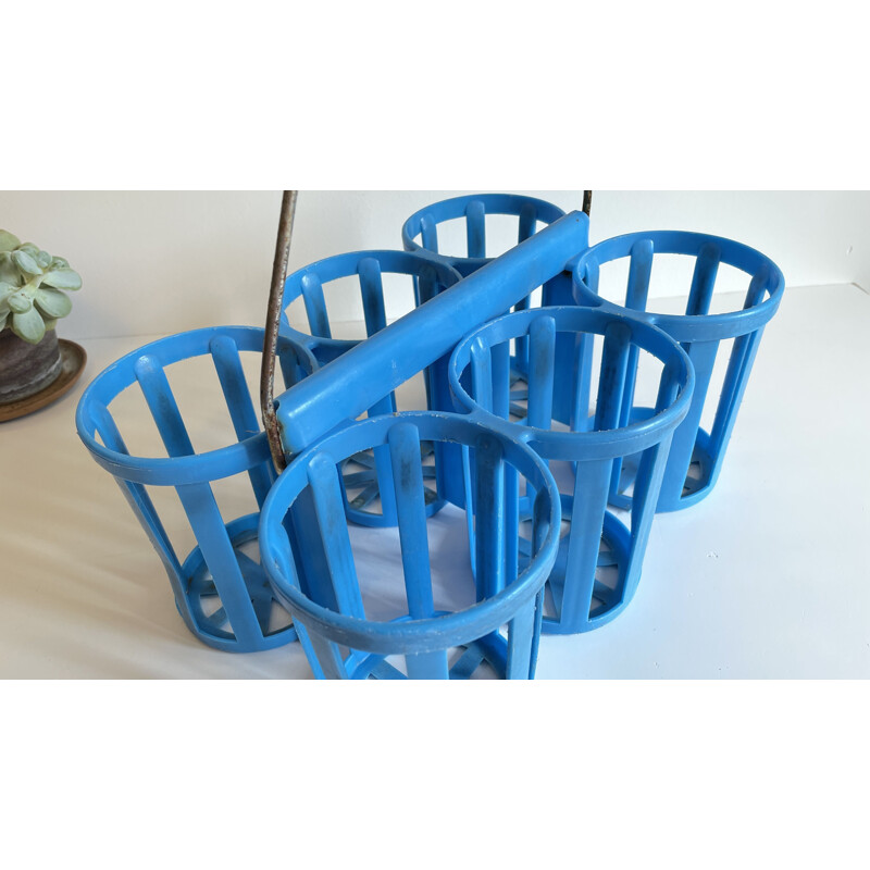 Vintage blue bottle rack, 1960s