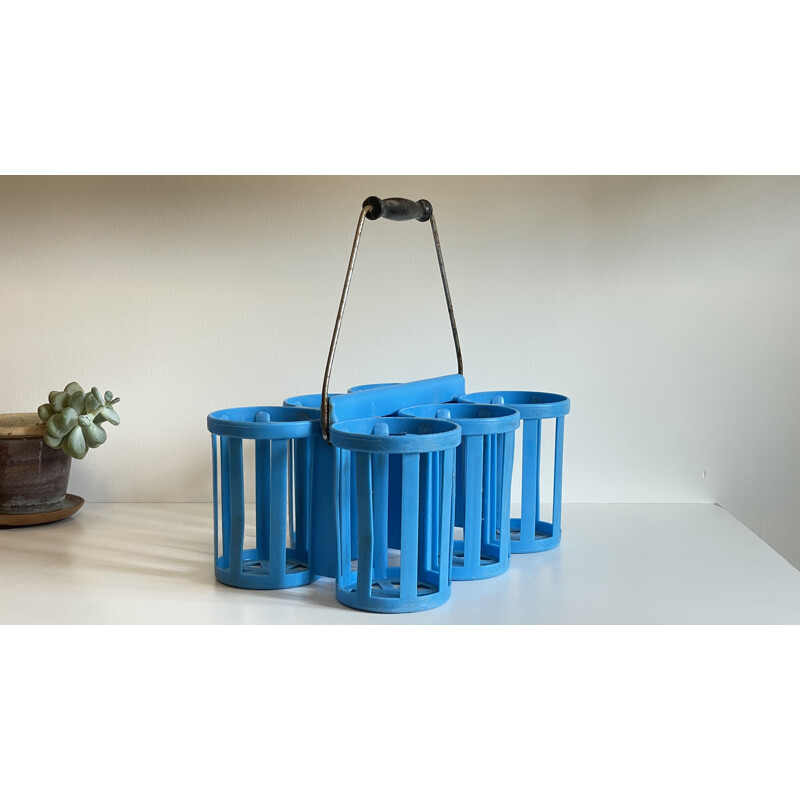 Vintage blue bottle rack, 1960s