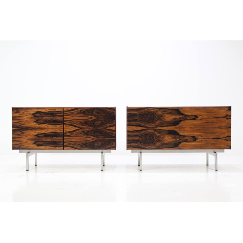 Pair of small sideboards in rosewood and steel - 1960s