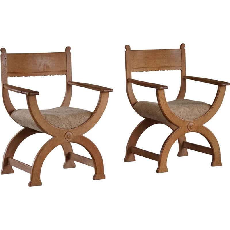 Pair of vintage armchairs by Henning Kjaernulf for Eg Kvalitetsmøbel, Denmark 1960s