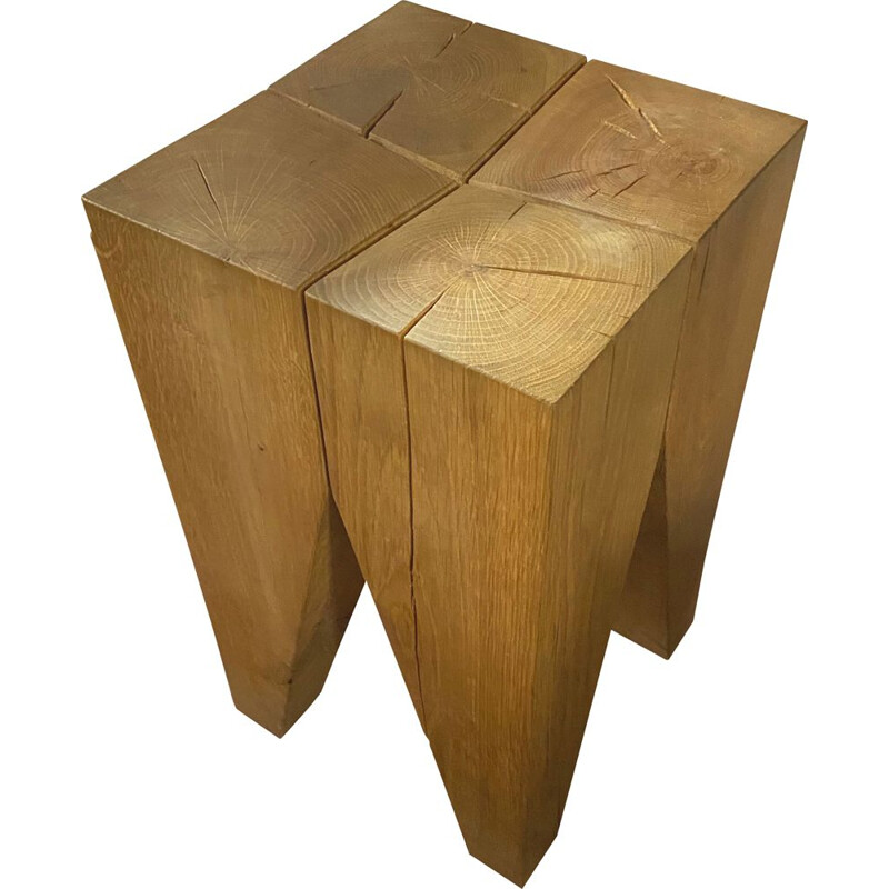 Tabouret vintage modèle molaire en bois brut par Philipp Mainzer, 1996