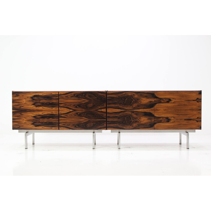 Pair of small sideboards in rosewood and steel - 1960s