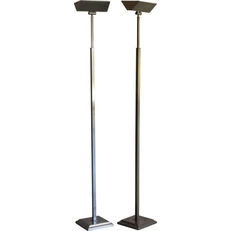 Pair of mid century brass floor lamp, Belgium 1970s-1980s