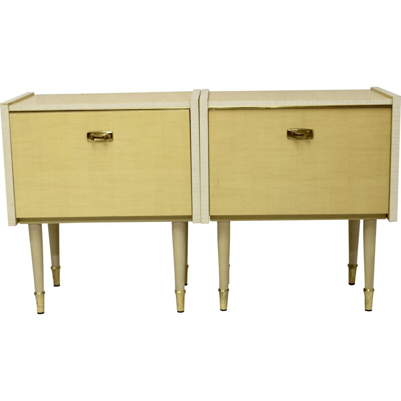 Pair of vintage wood night stands, 1950s