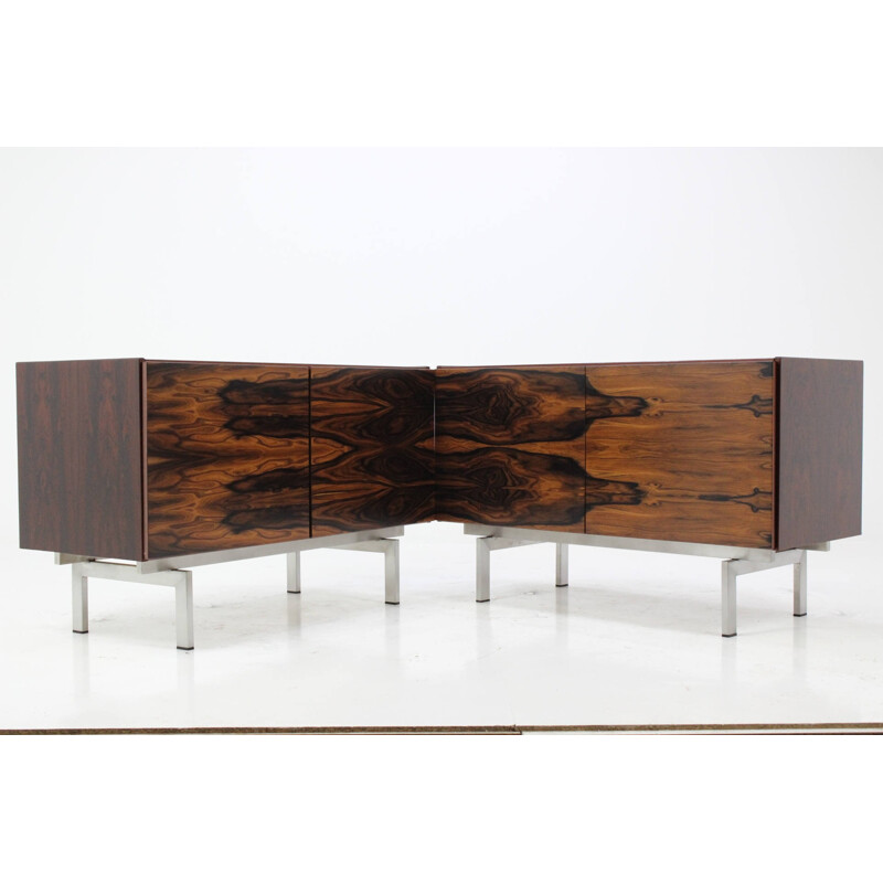 Pair of small sideboards in rosewood and steel - 1960s