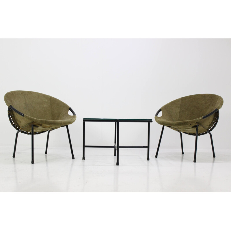 Set of 2 Lusch & Co. "Circle Chair "armchairs and table, Lusch ERZEUGNIS - 1960s