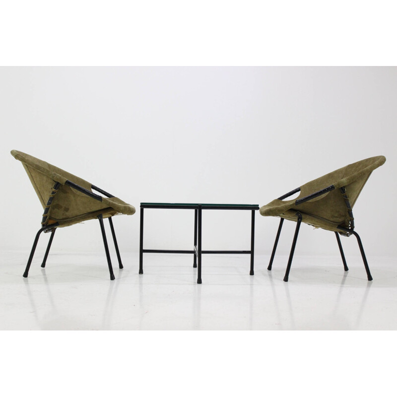 Set of 2 Lusch & Co. "Circle Chair "armchairs and table, Lusch ERZEUGNIS - 1960s