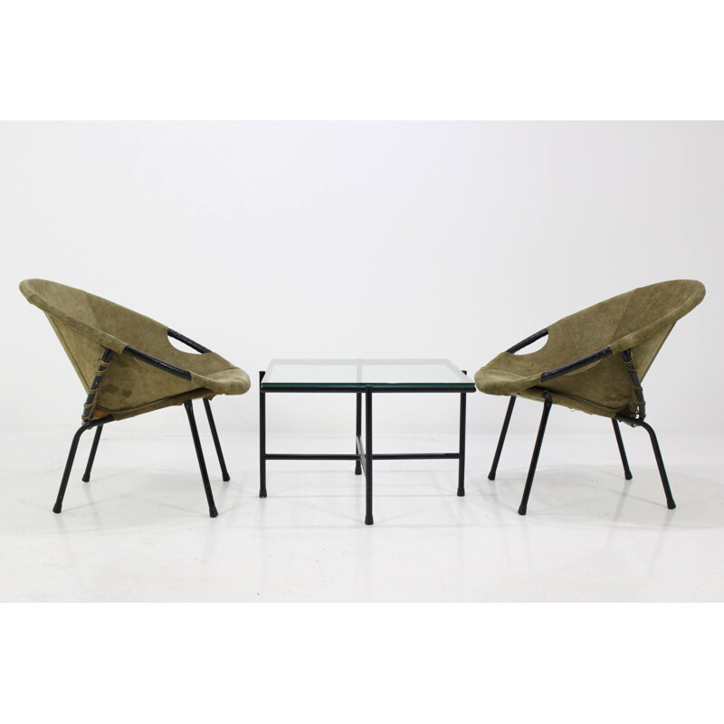 Set of 2 Lusch & Co. "Circle Chair "armchairs and table, Lusch ERZEUGNIS - 1960s