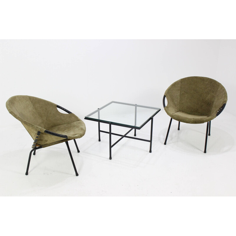 Set of 2 Lusch & Co. "Circle Chair "armchairs and table, Lusch ERZEUGNIS - 1960s