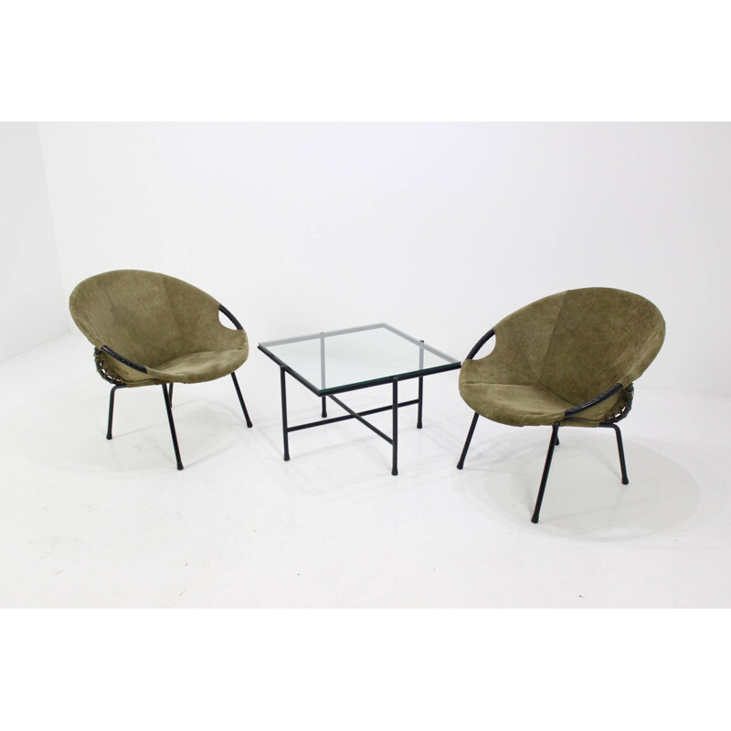 Set of 2 Lusch & Co. "Circle Chair "armchairs and table, Lusch ERZEUGNIS - 1960s
