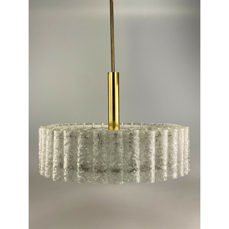 Vintage brass and glass chandelier by Doria, 1960s-1970s