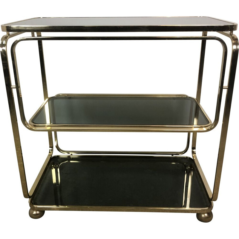 Vintage vergulde metalen trolley, Italië 1980