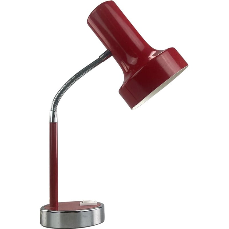 Lámpara de mesa roja vintage, 1960-1970