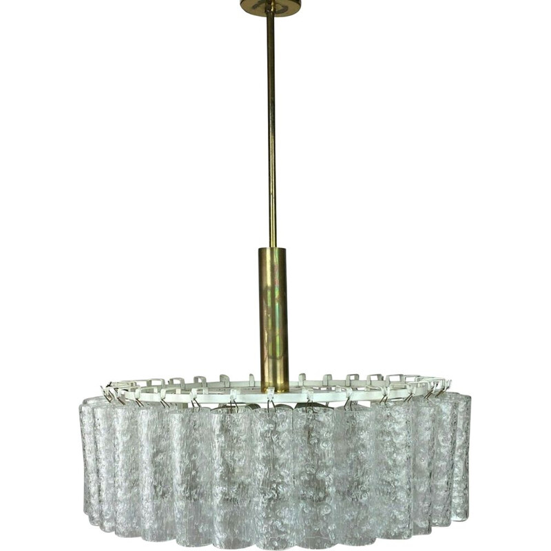 Vintage chandelier in brass and glass by Doria, 1960-1970s