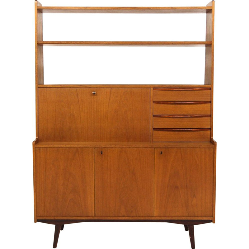 Vintage bureau in teak en beuken, Zweden 1960