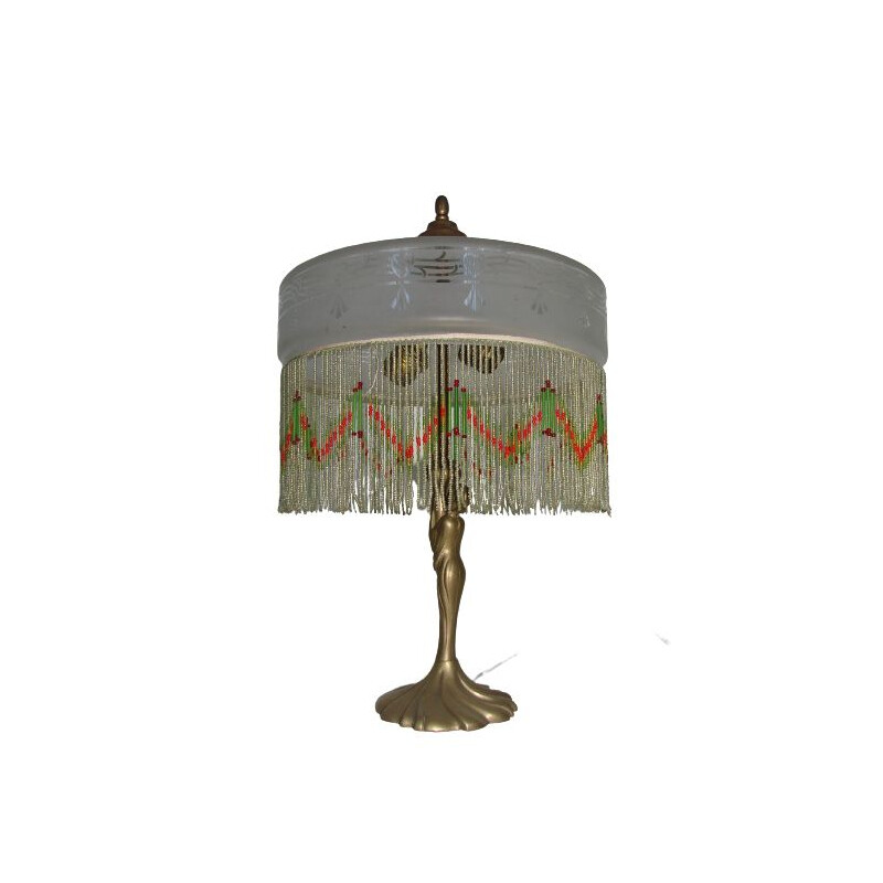 Vintage brass and glass table lamp, 1950