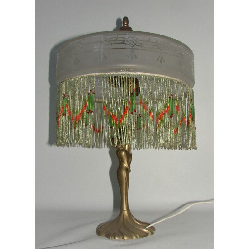 Vintage brass and glass table lamp, 1950