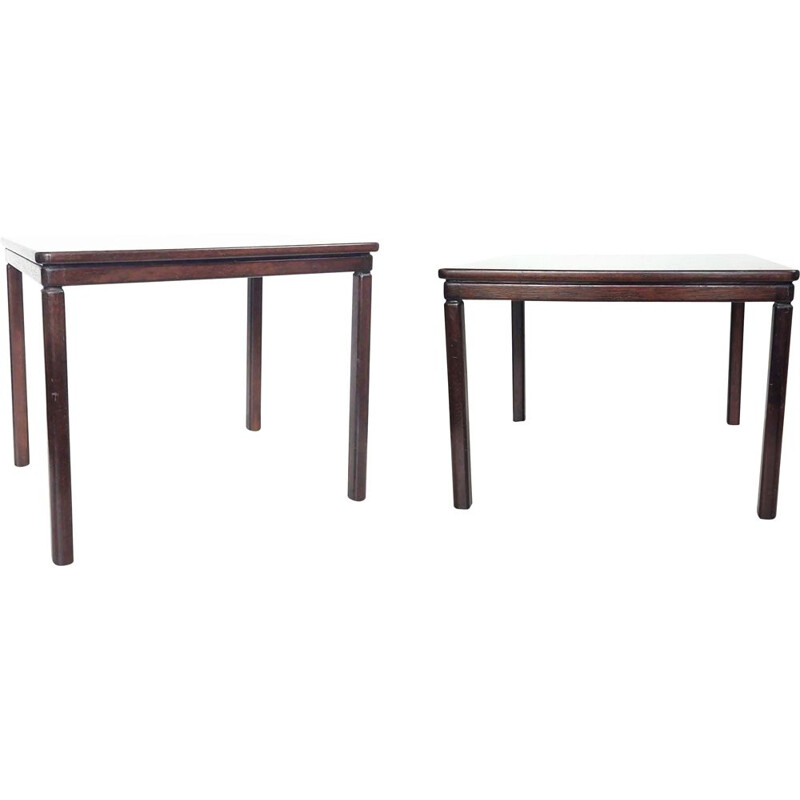 Pair of vintage side tables in solid mahogany