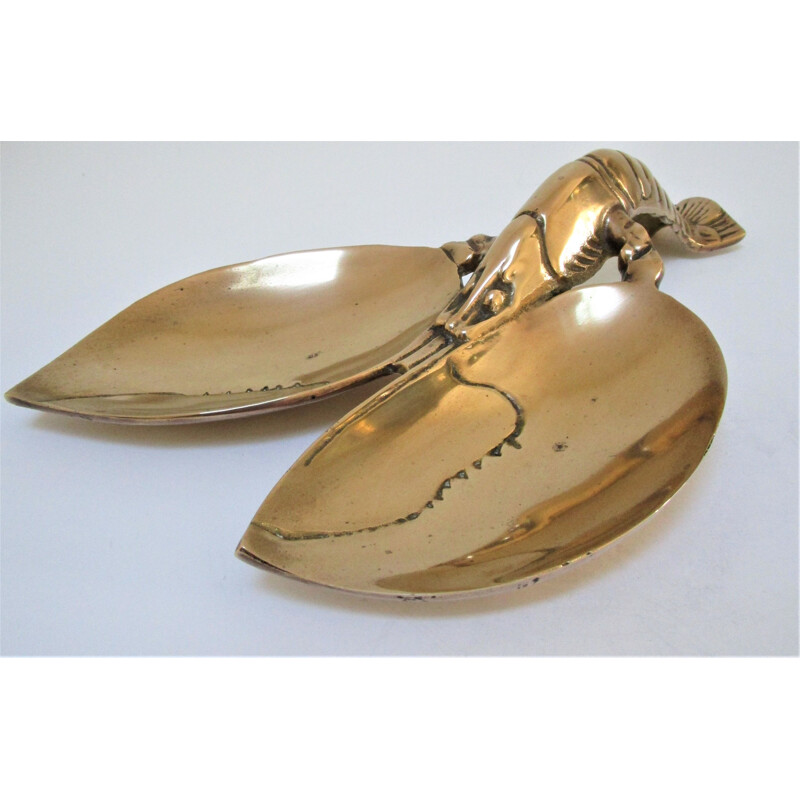 Vintage zoomorphic tray in solid brass, 1970s