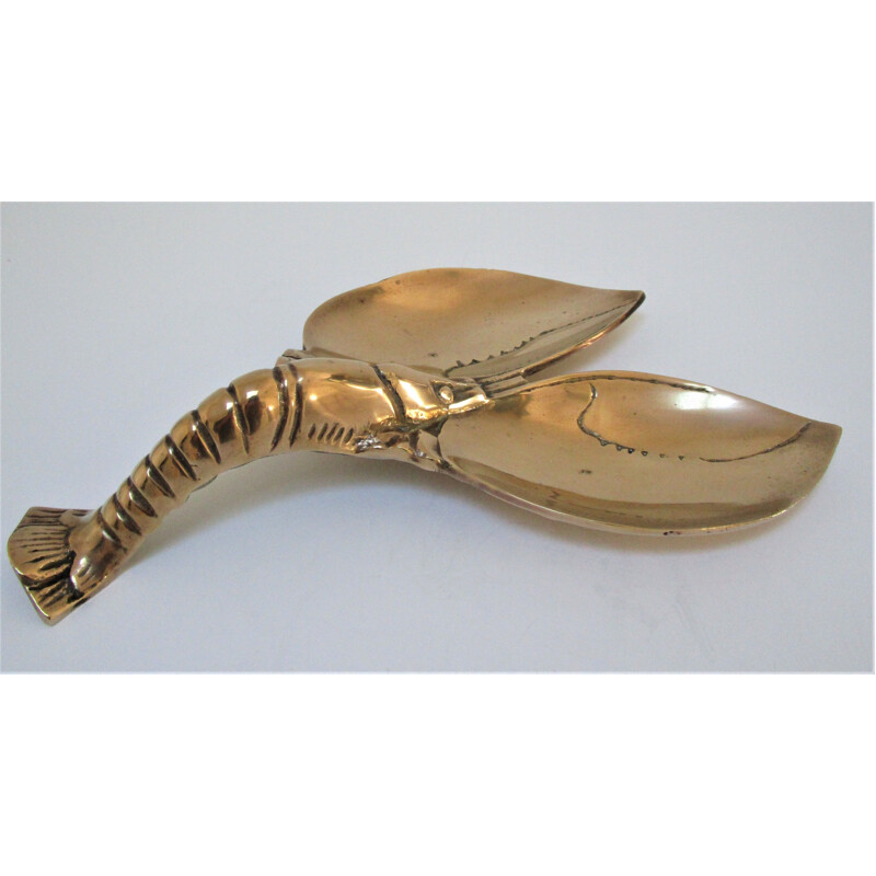 Vintage zoomorphic tray in solid brass, 1970s