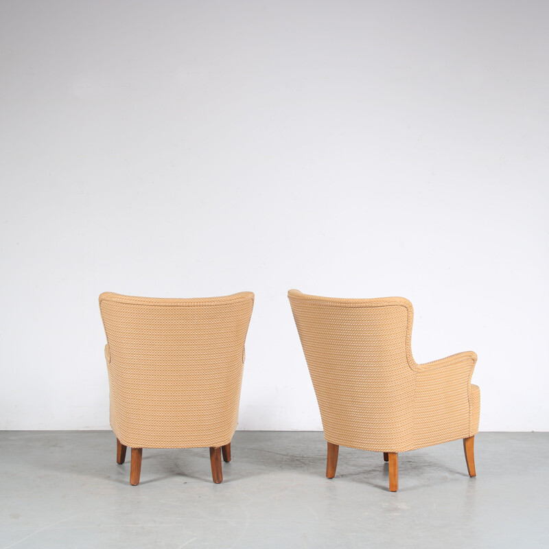 Pair of vintage beechwood armchairs by Theo Ruth for Artifort, Netherlands 1950