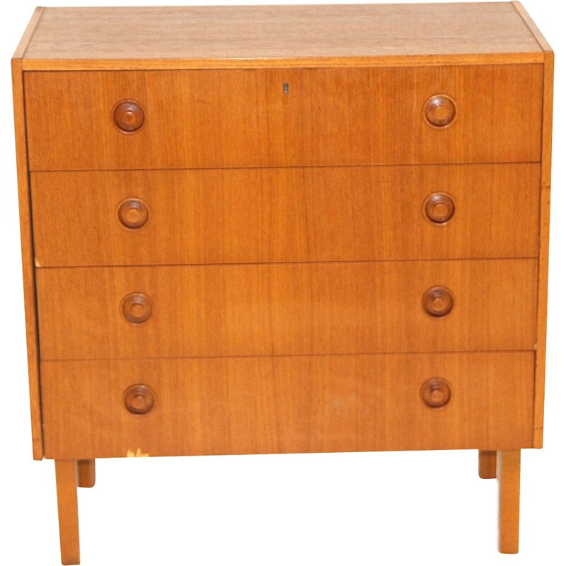 Commode vintage en teck et hêtre, Suède 1960