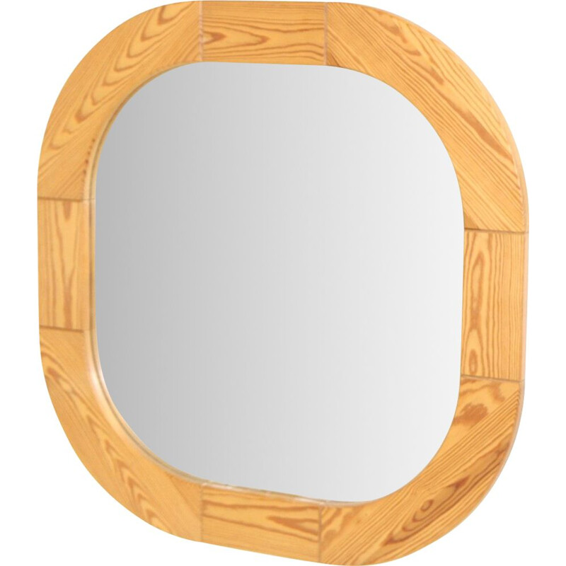 Scandinavian vintage mirror in pine, Sweden 1970