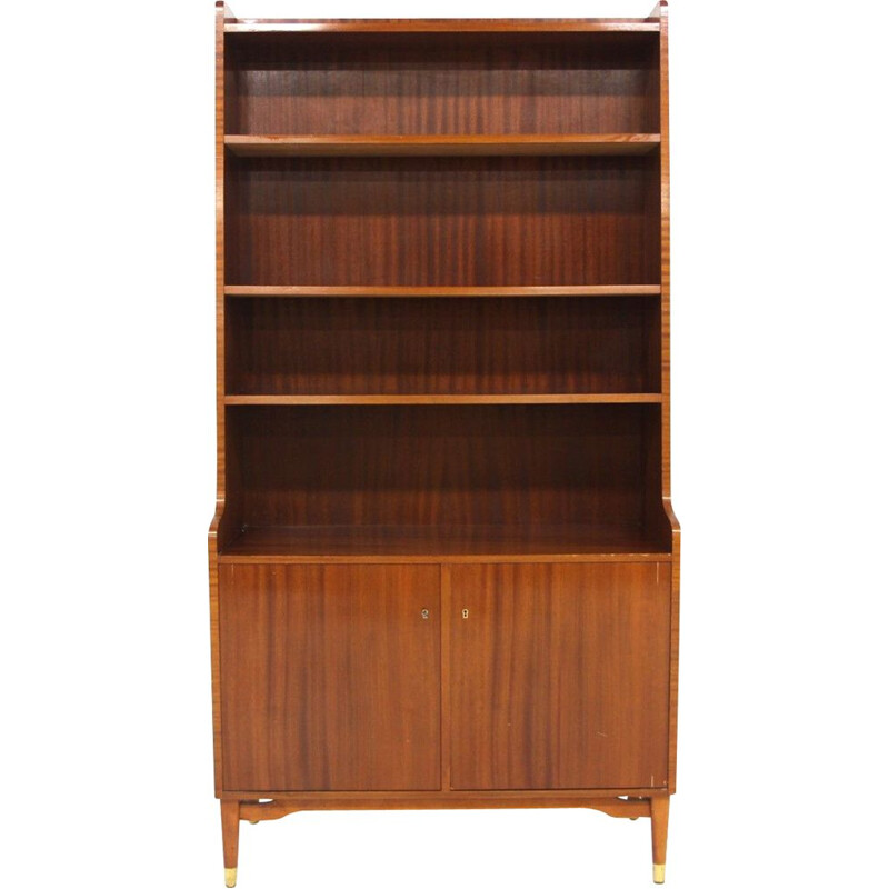 Vintage mahogany and beech bookcase, Sweden 1950