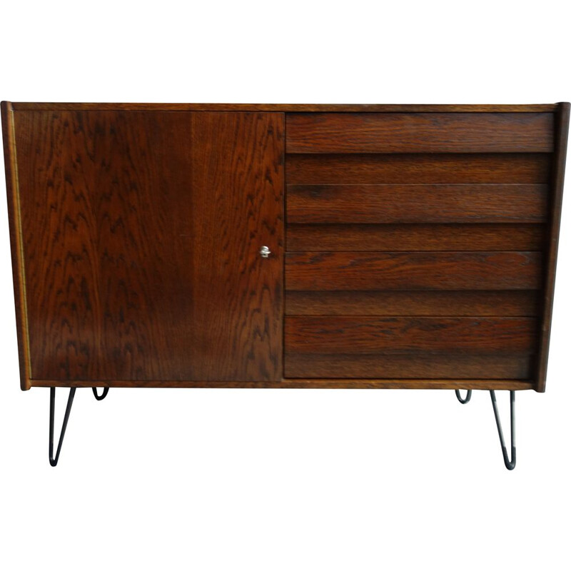 Vintage sideboard in dark wood model u458 by Jiroutek for Interier Praha, 1960s