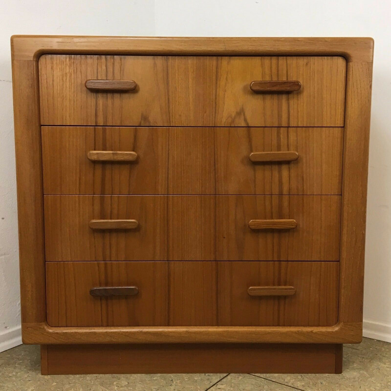 Mid century teak chest of drawers with mirror, Denmark 1960s-1970s