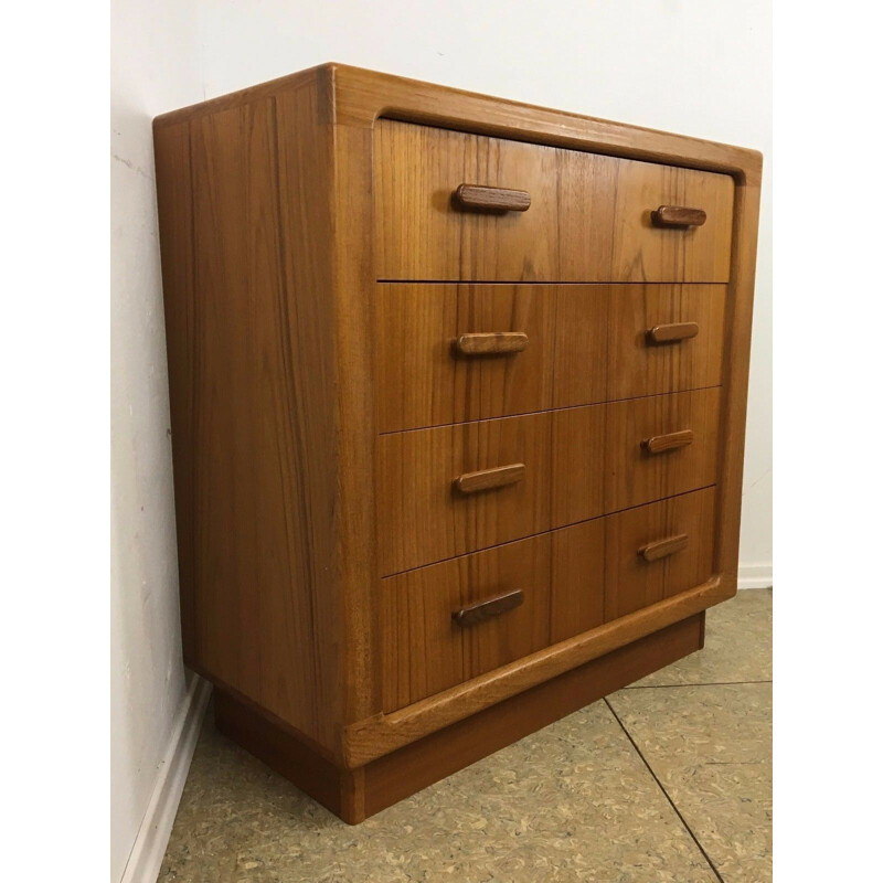 Mid century teak chest of drawers with mirror, Denmark 1960s-1970s